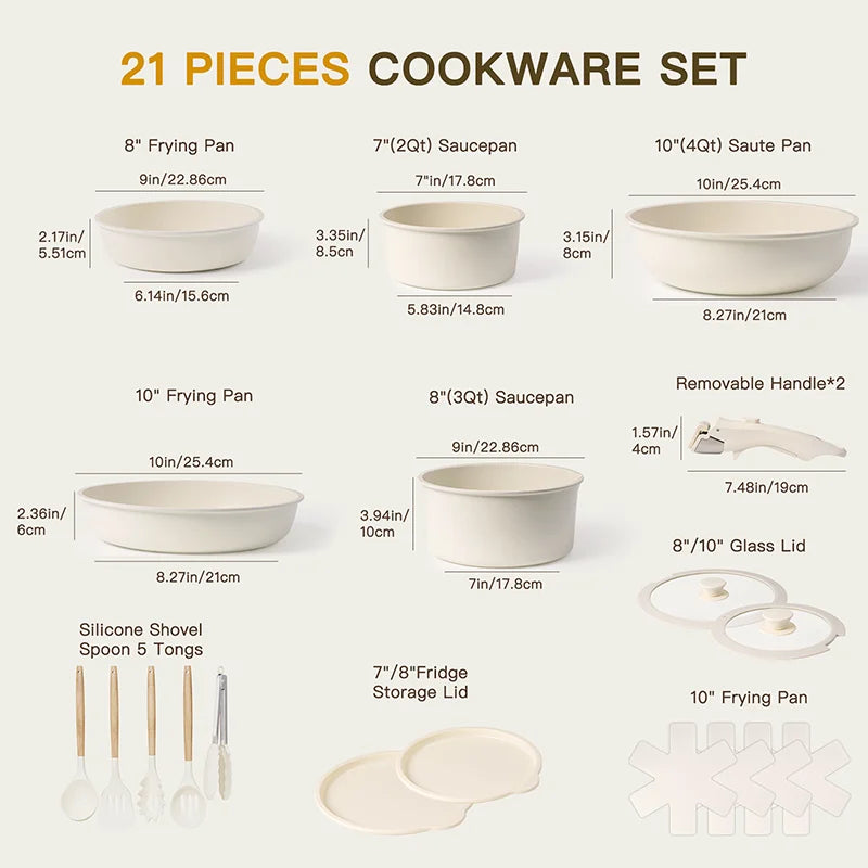 21-Piece Non-Stick Ceramic Cookware Set