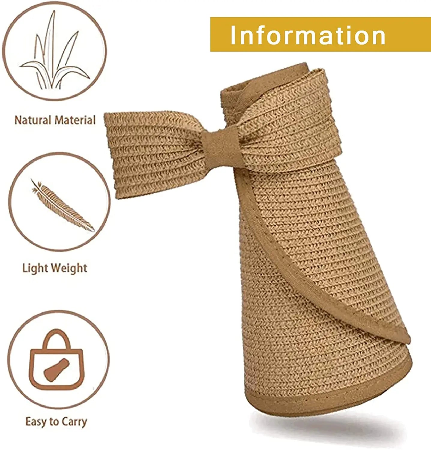 UPF 50+ Wide Brim Roll-Up Sun Visor