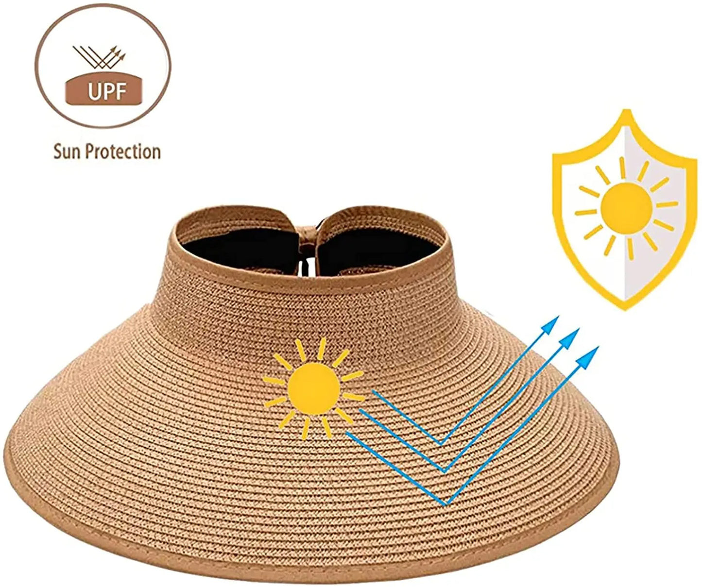 UPF 50+ Wide Brim Roll-Up Sun Visor