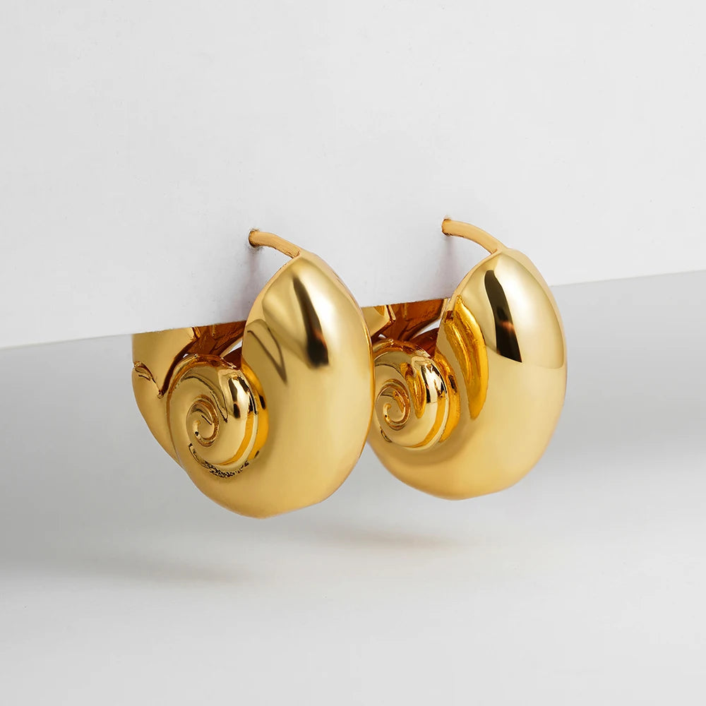 Gold Plated Snail Shell Hoop Earrings