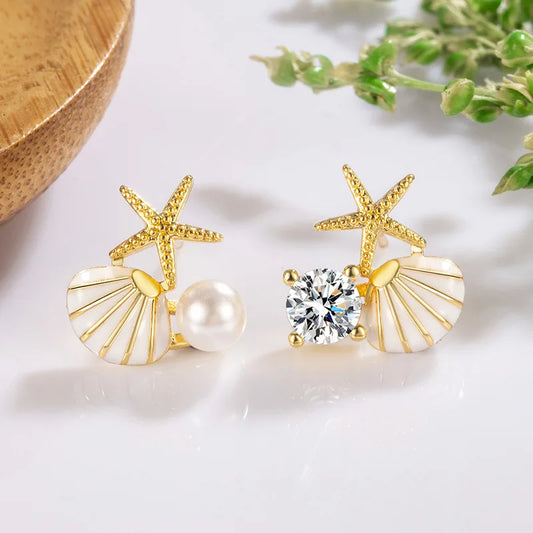 Starfish Shell Stud Earrings