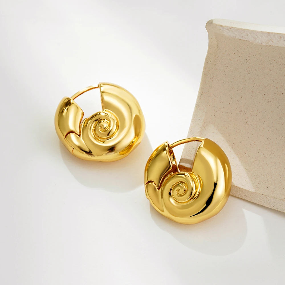 Gold Plated Snail Shell Hoop Earrings