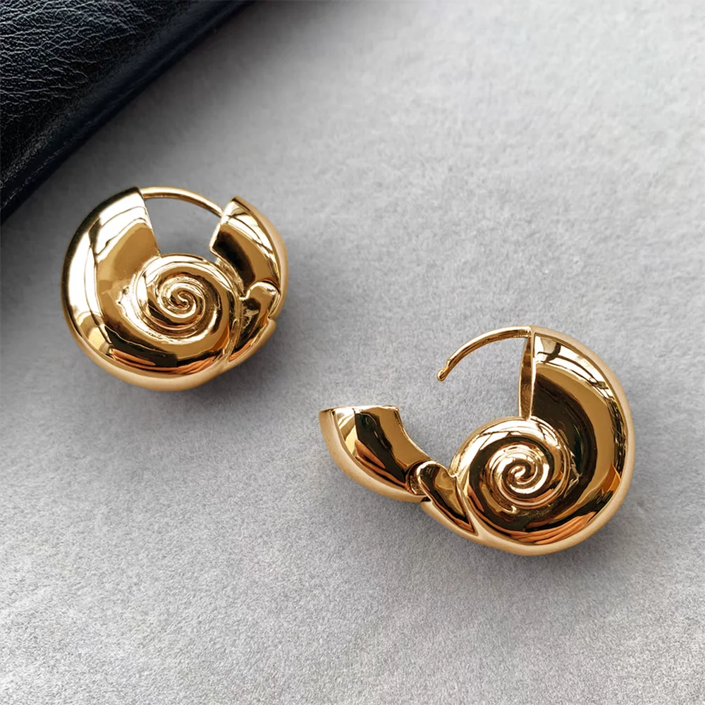 Gold Plated Snail Shell Hoop Earrings
