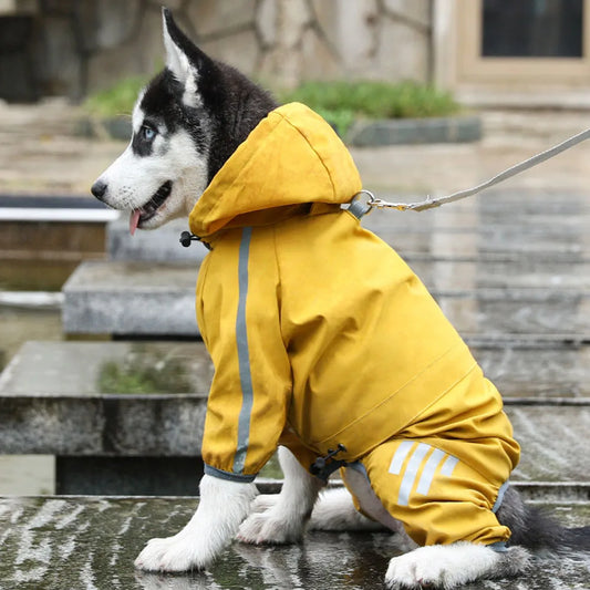Waterproof Dog Raincoat with Hood & Leash Hole
