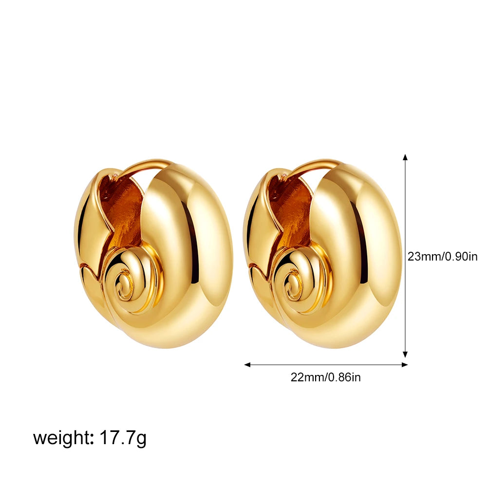 Gold Plated Snail Shell Hoop Earrings