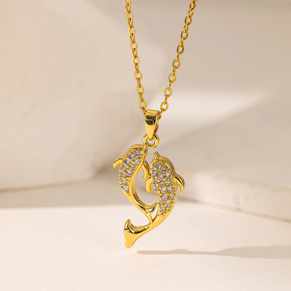 Titanium Steel Dolphin Pendant Necklace