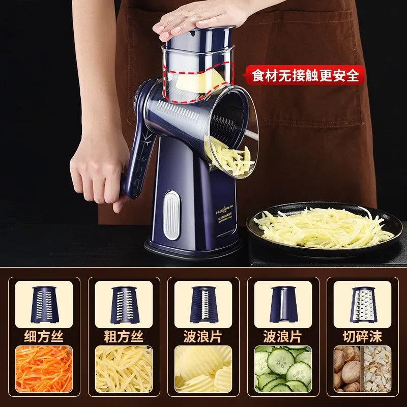 Manual Rotary Vegetable Slicer & Cheese Grater