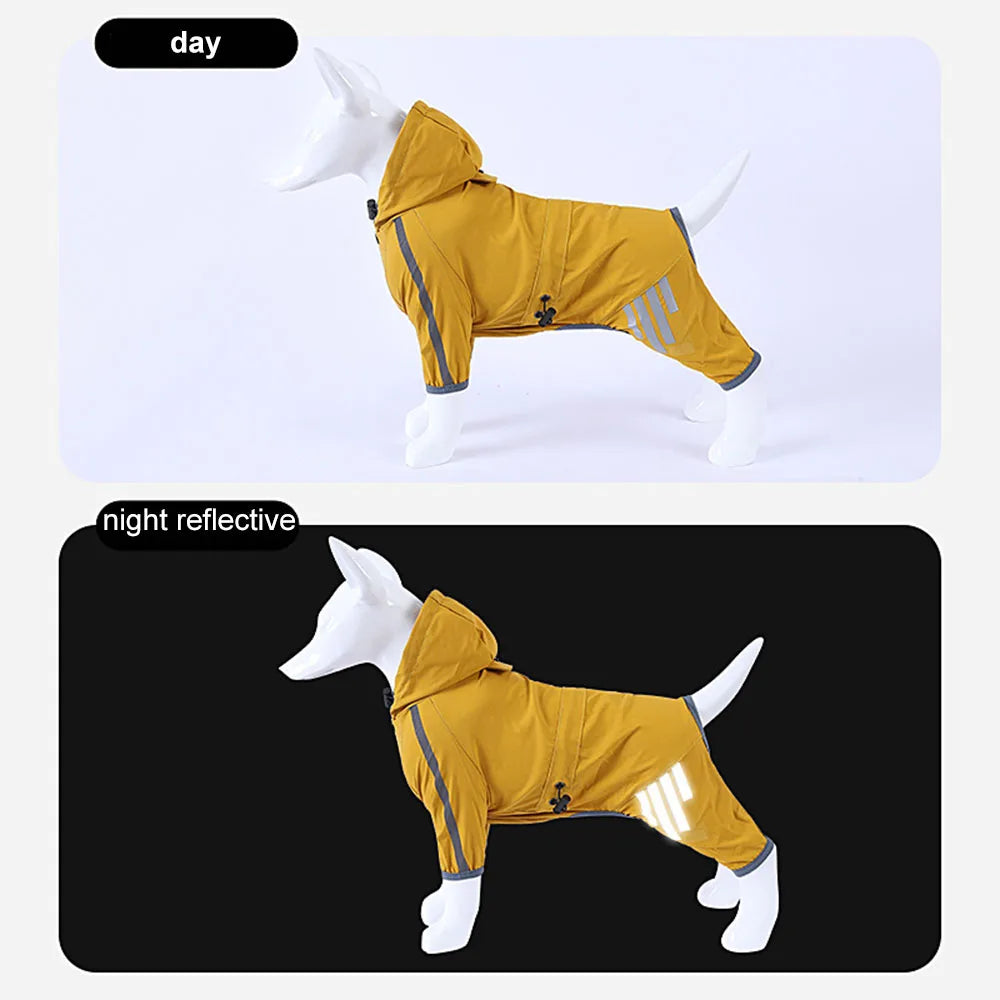 Waterproof Dog Raincoat with Hood & Leash Hole