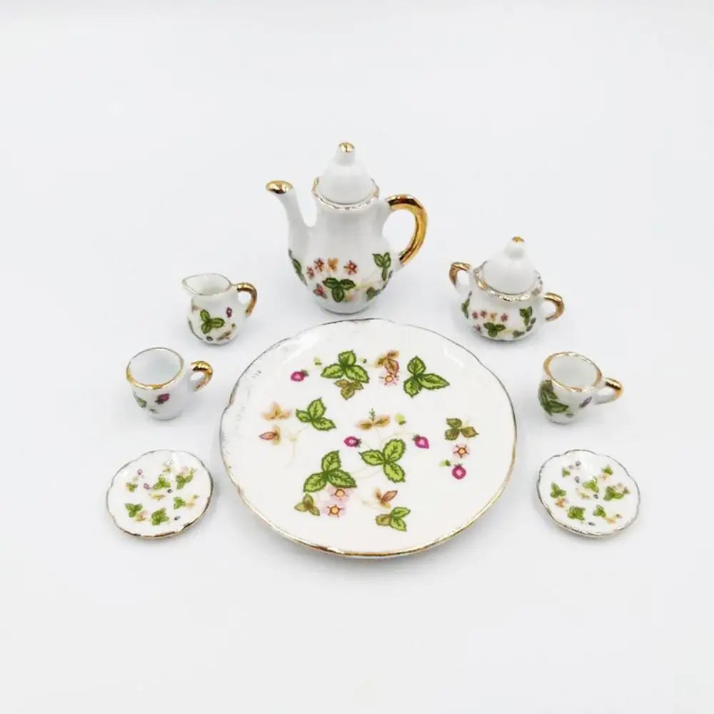 Miniature Dollhouse Porcelain Tea Set - 8 pieces