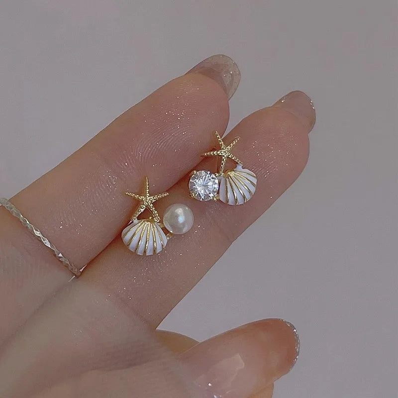 Starfish Shell Stud Earrings