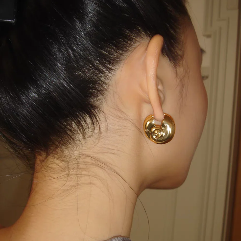 Gold Plated Snail Shell Hoop Earrings