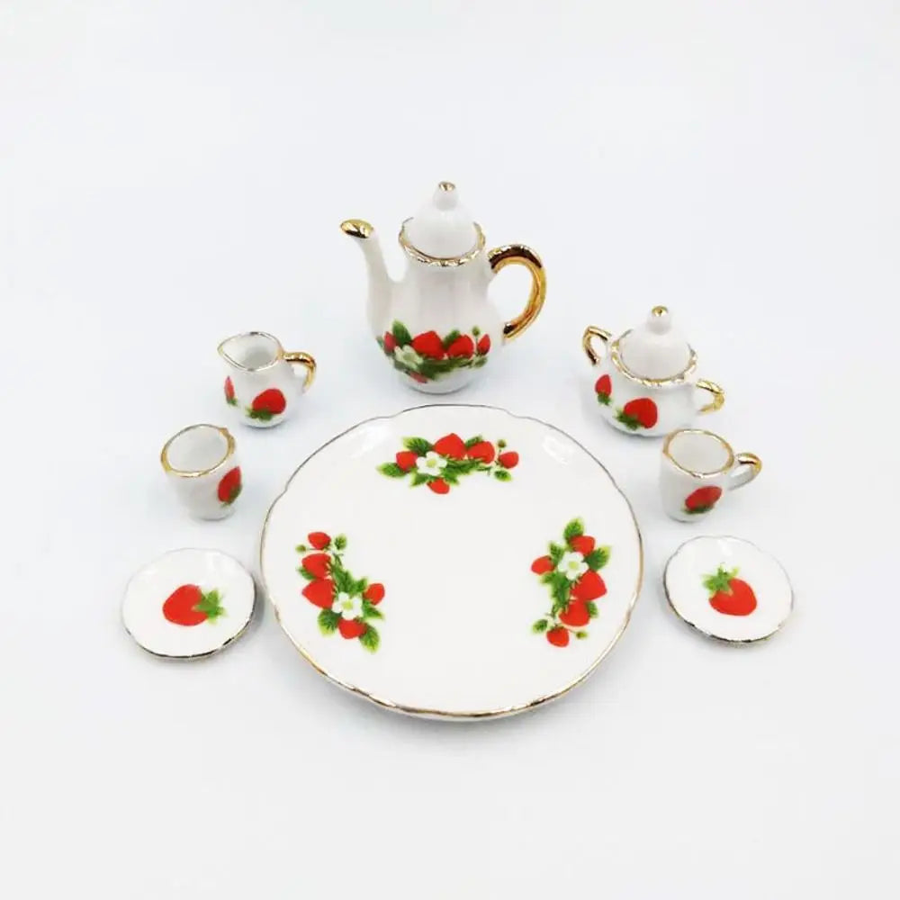 Miniature Dollhouse Porcelain Tea Set - 8 pieces