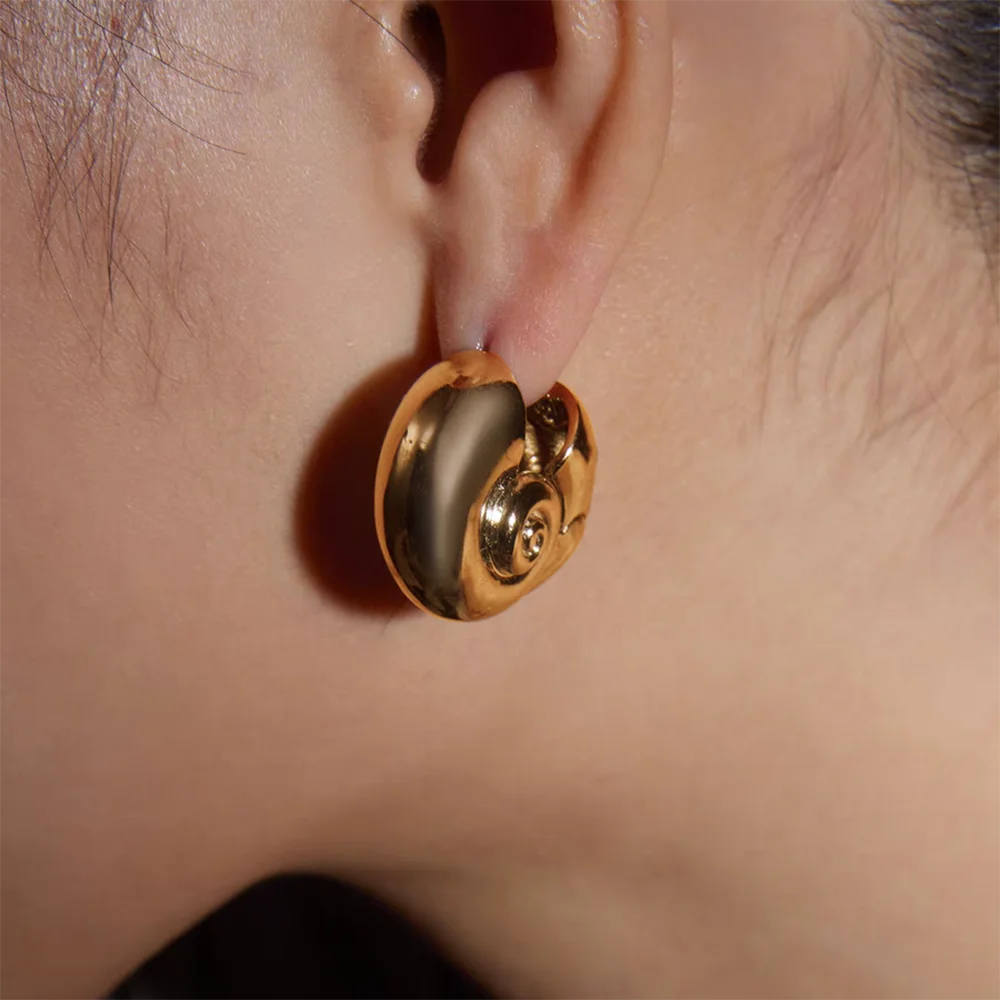 Gold Plated Snail Shell Hoop Earrings