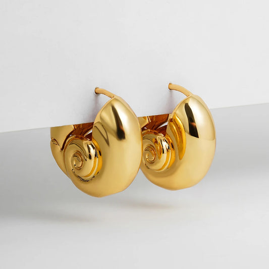 Gold Plated Snail Shell Hoop Earrings