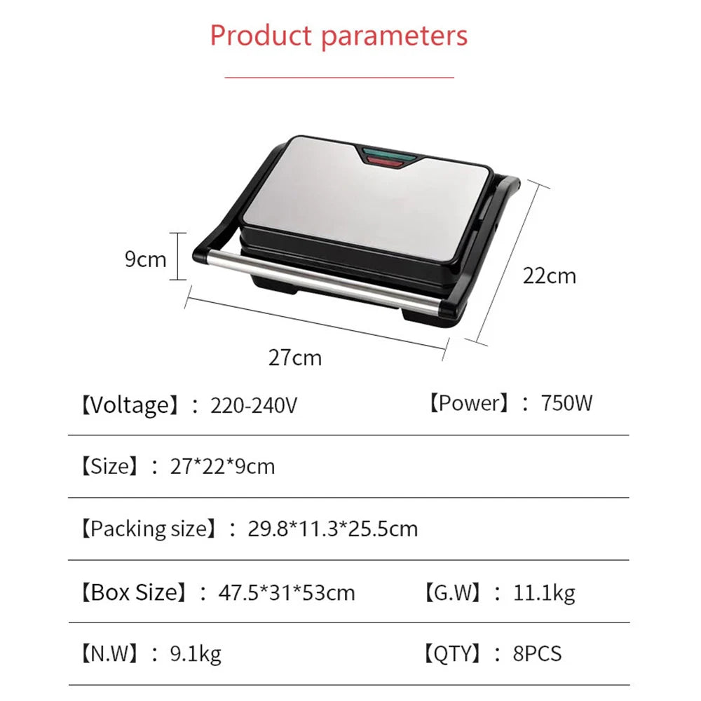 750W Electric Waffle & Sandwich Maker