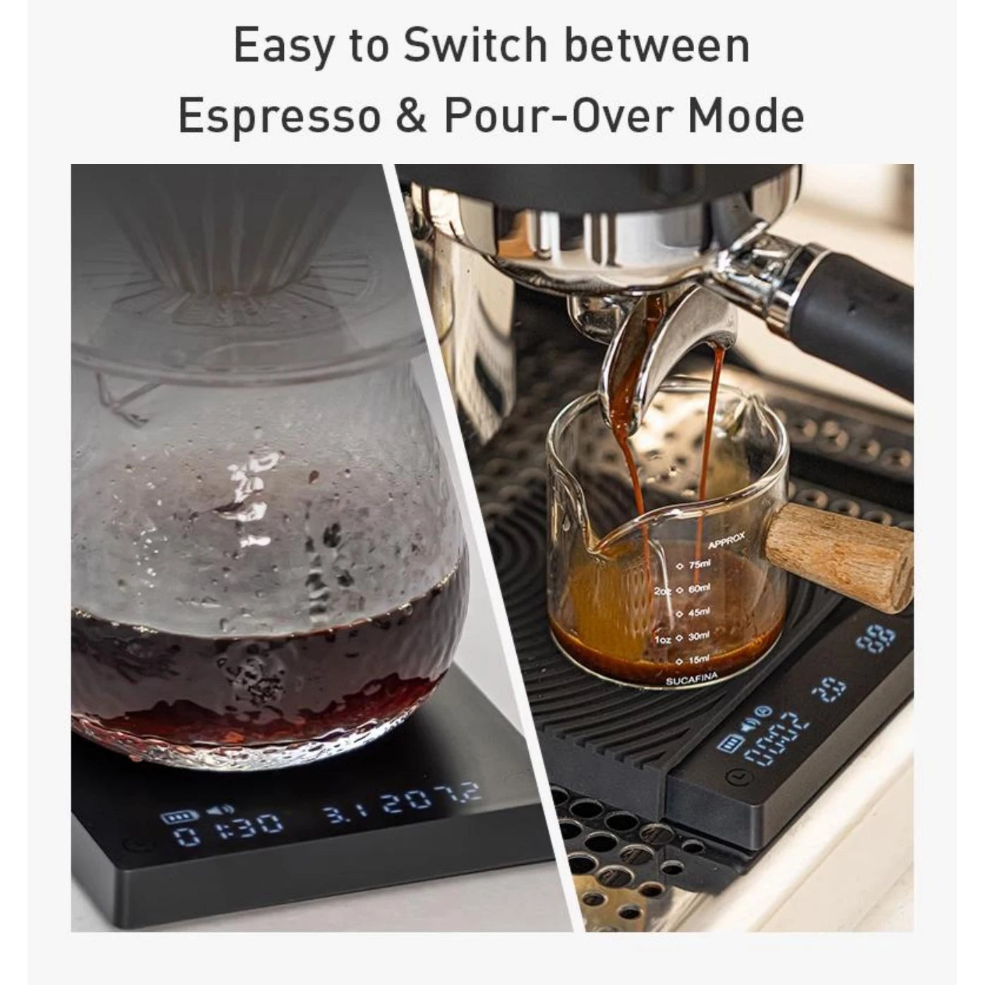 Mini Digital Coffee Scale with Timer & USB Light